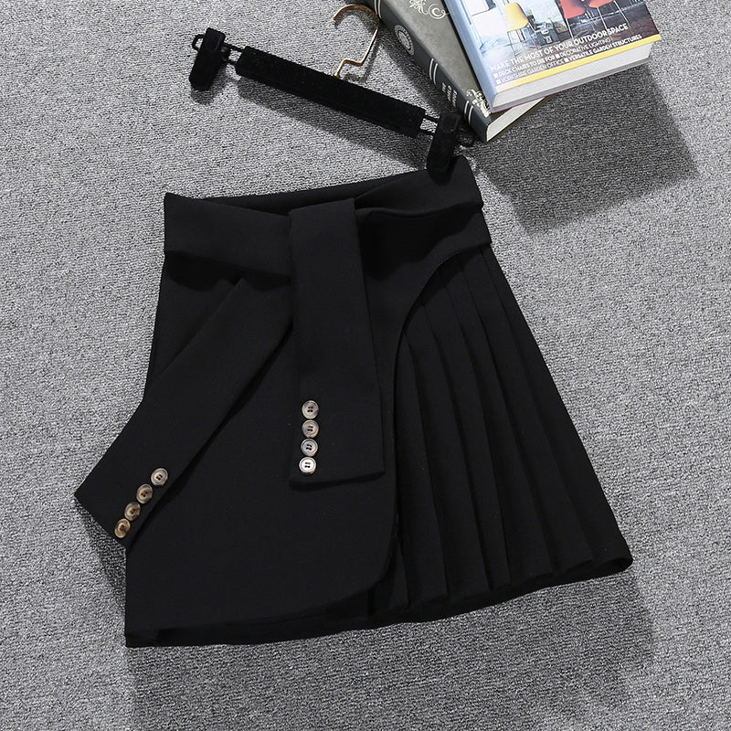 Pleated lace A-line skirt