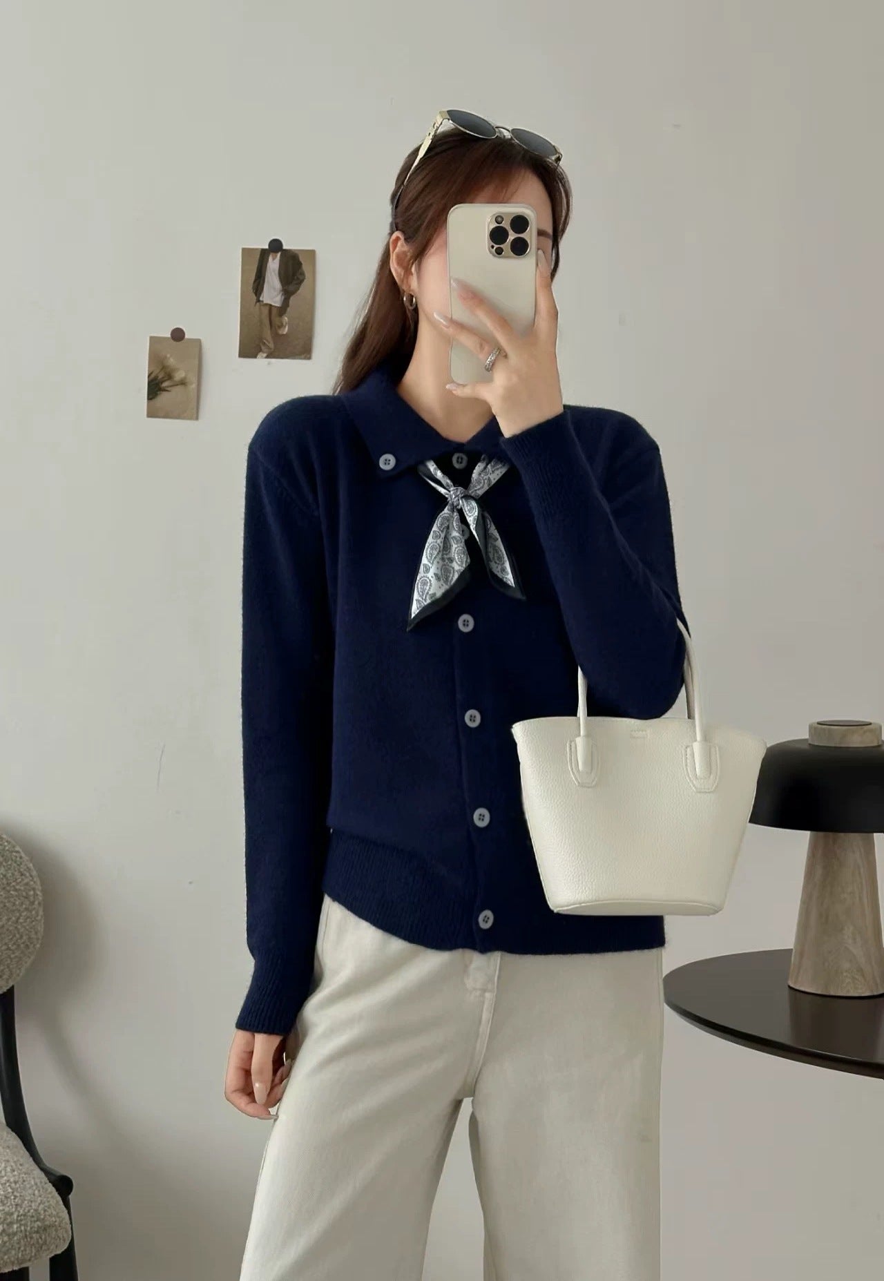 Lapel Scarf Sweater
