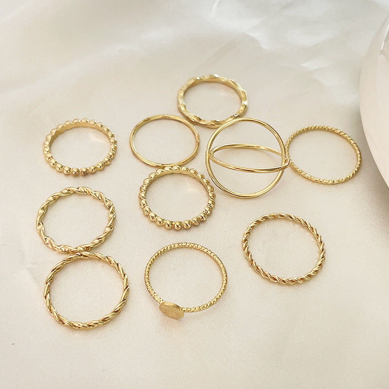 Knuckle Ring Twist Cross 10-piece Set