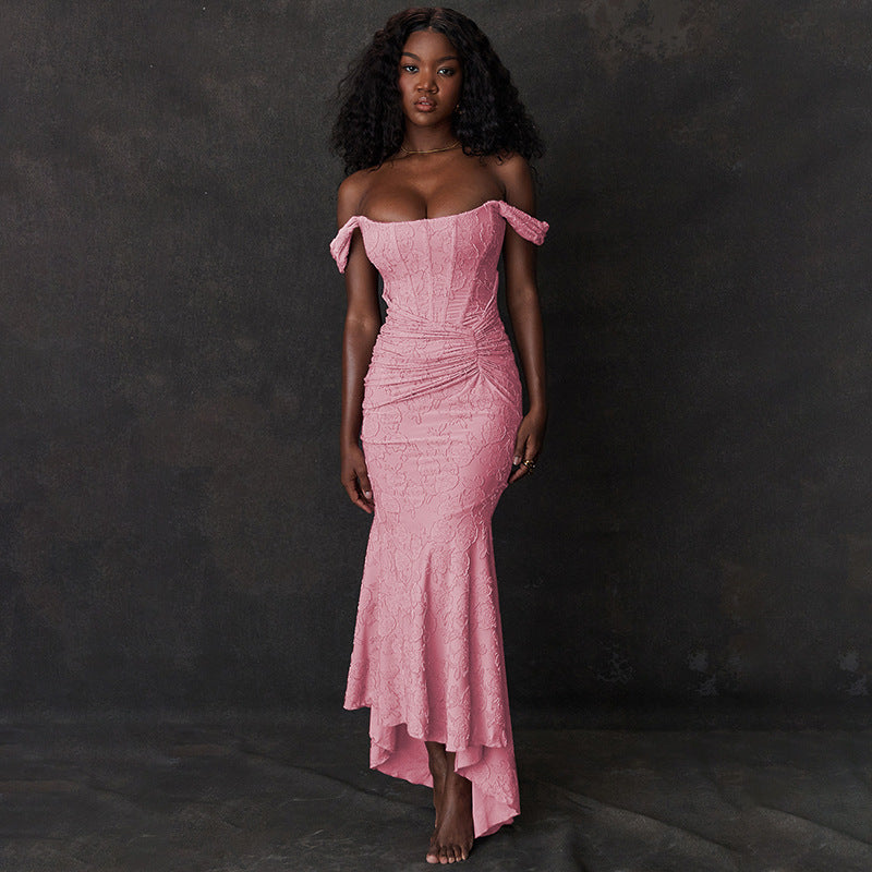 Off-shoulder Backless Evening Dress
