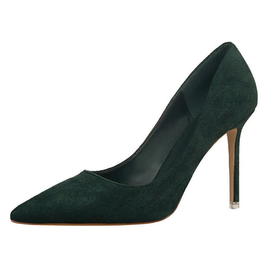 Suede stiletto pointy heels