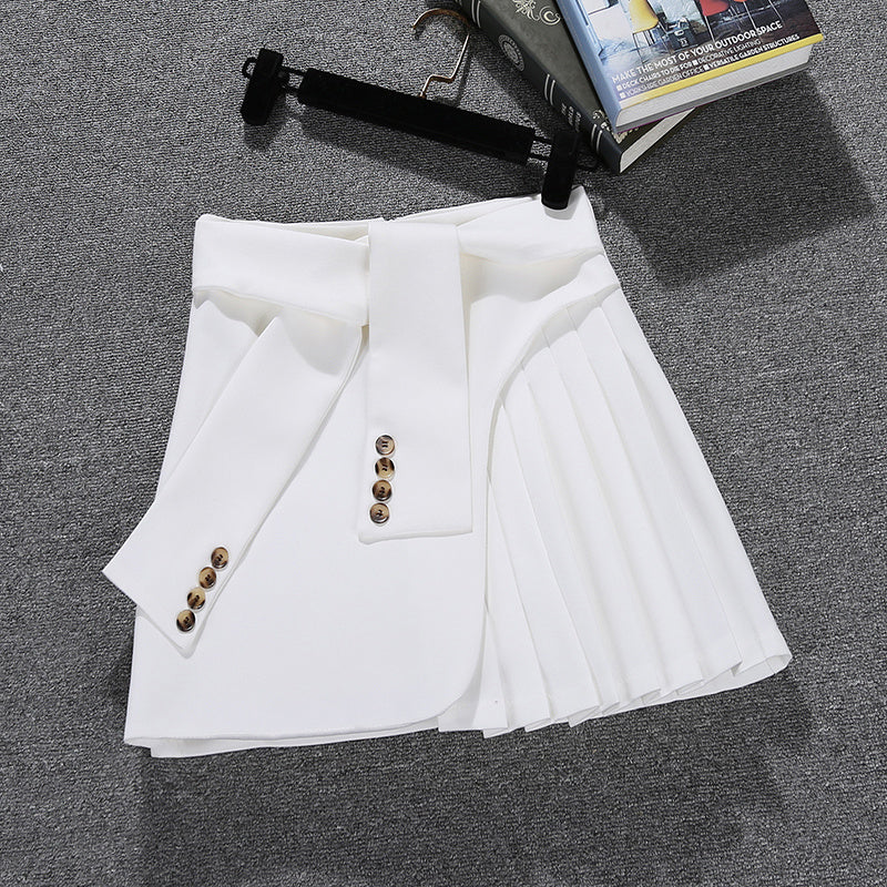 Pleated lace A-line skirt