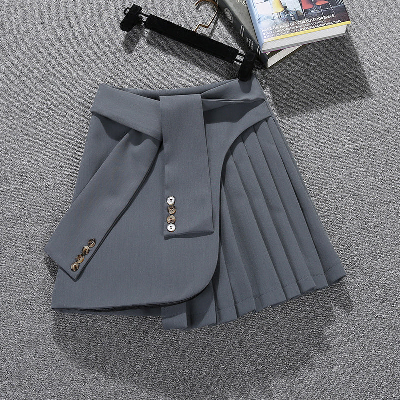 Pleated lace A-line skirt