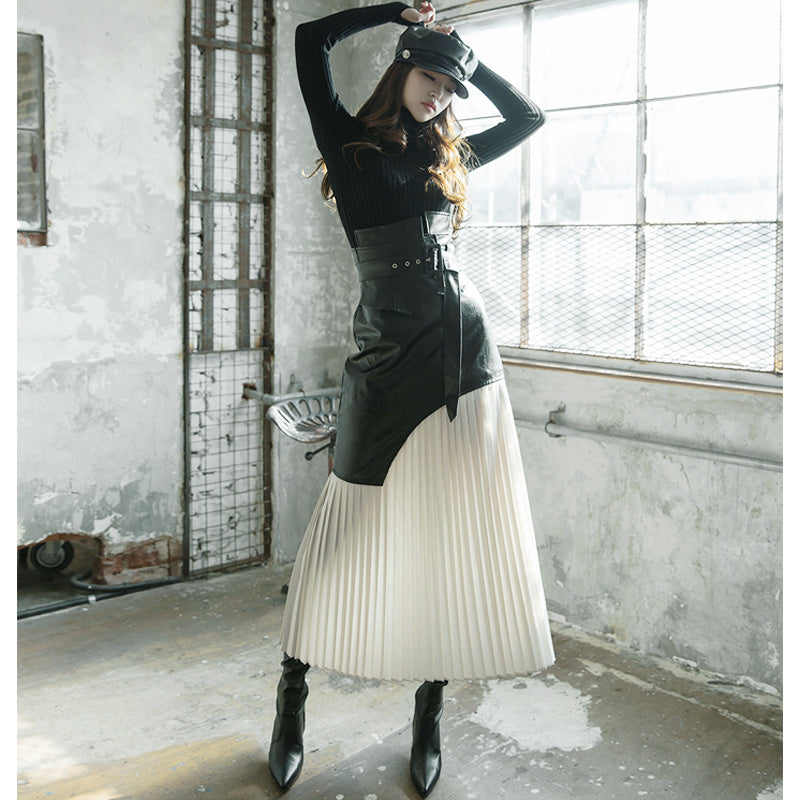 Pleated half length skirt