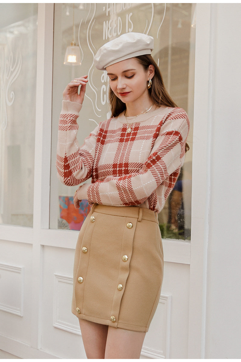 Solid Socialite all-match short skirt