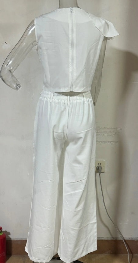 Petal Sleeve Blouse And Pant Set