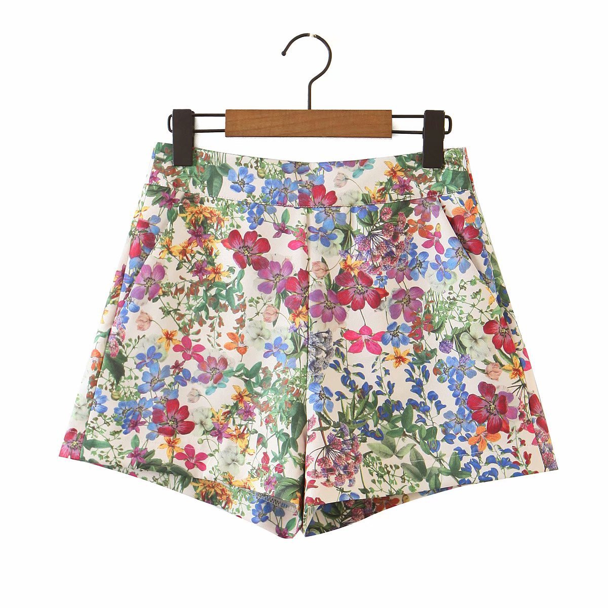 High waist floral print wide-leg shorts