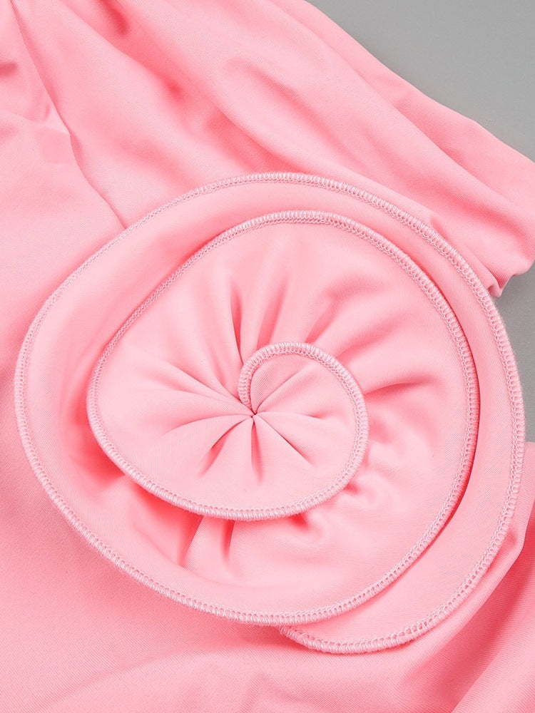 French Three-dimensional Turtleneck Pleated Dress