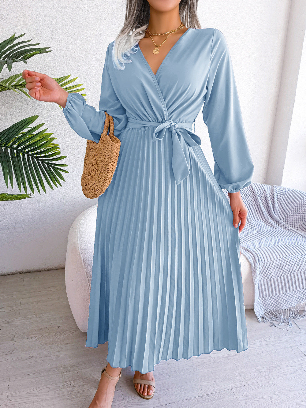 Fashionably Elegant Cross Pleated Maxi Dress