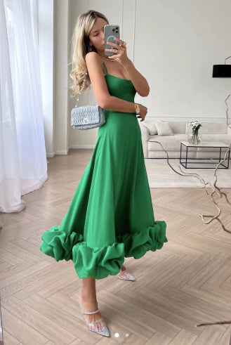 Fashion Suspenders Large Flower Swing Dress