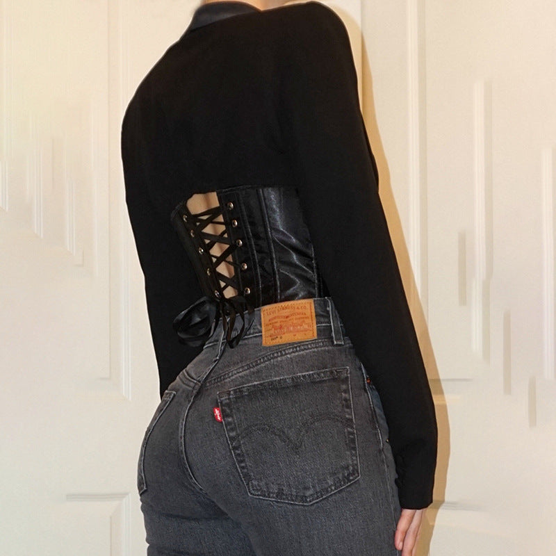 Solid Blouse With Back Tie Rope