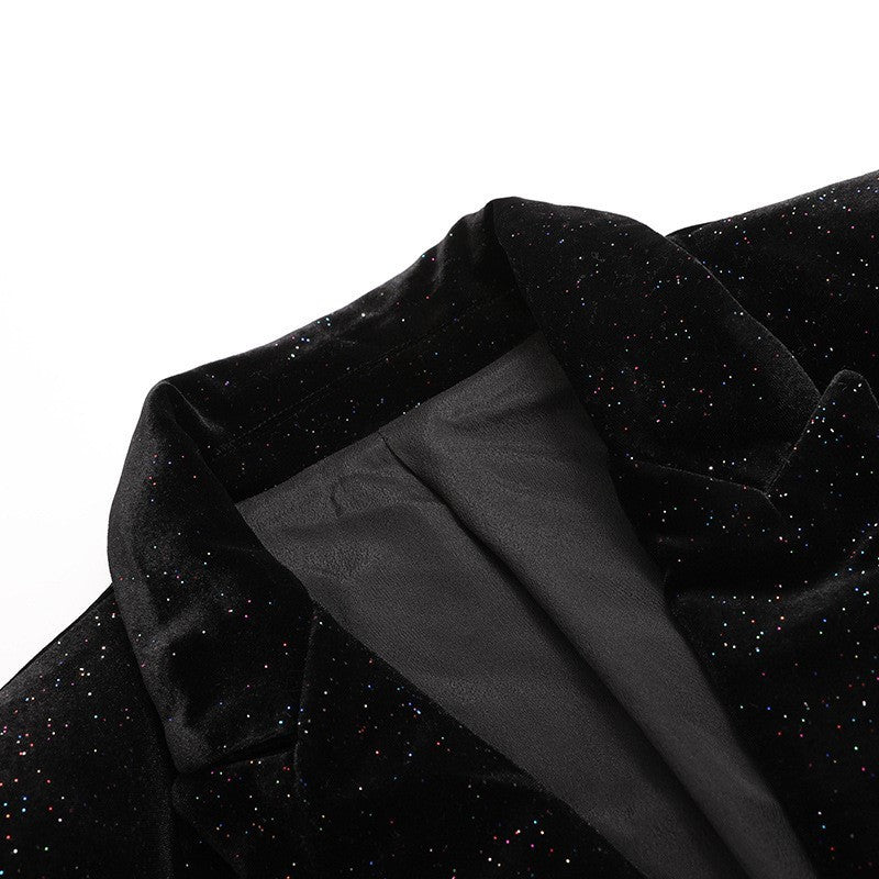 Slim long-sleeved suit jacket