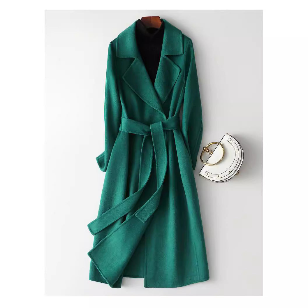 Slim Fit Lace-up Woolen Coat