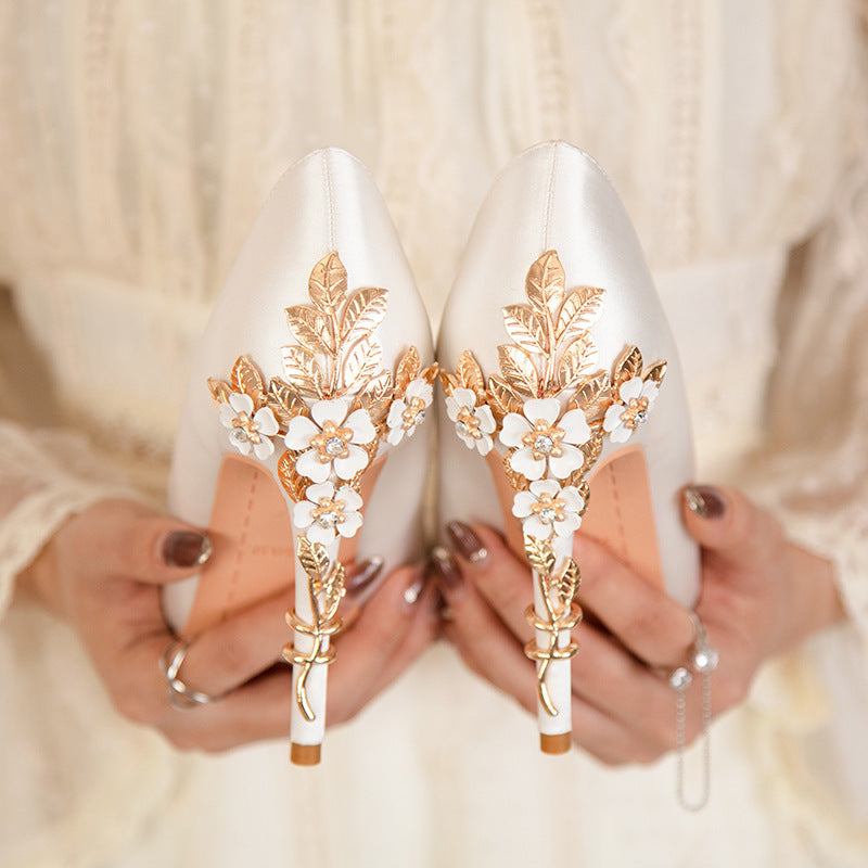 Pointed Toe Satin Pumps