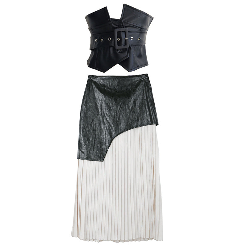 Pleated half length skirt