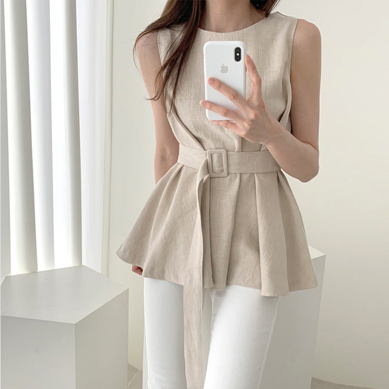 Mouwloze Blouse met Riem
