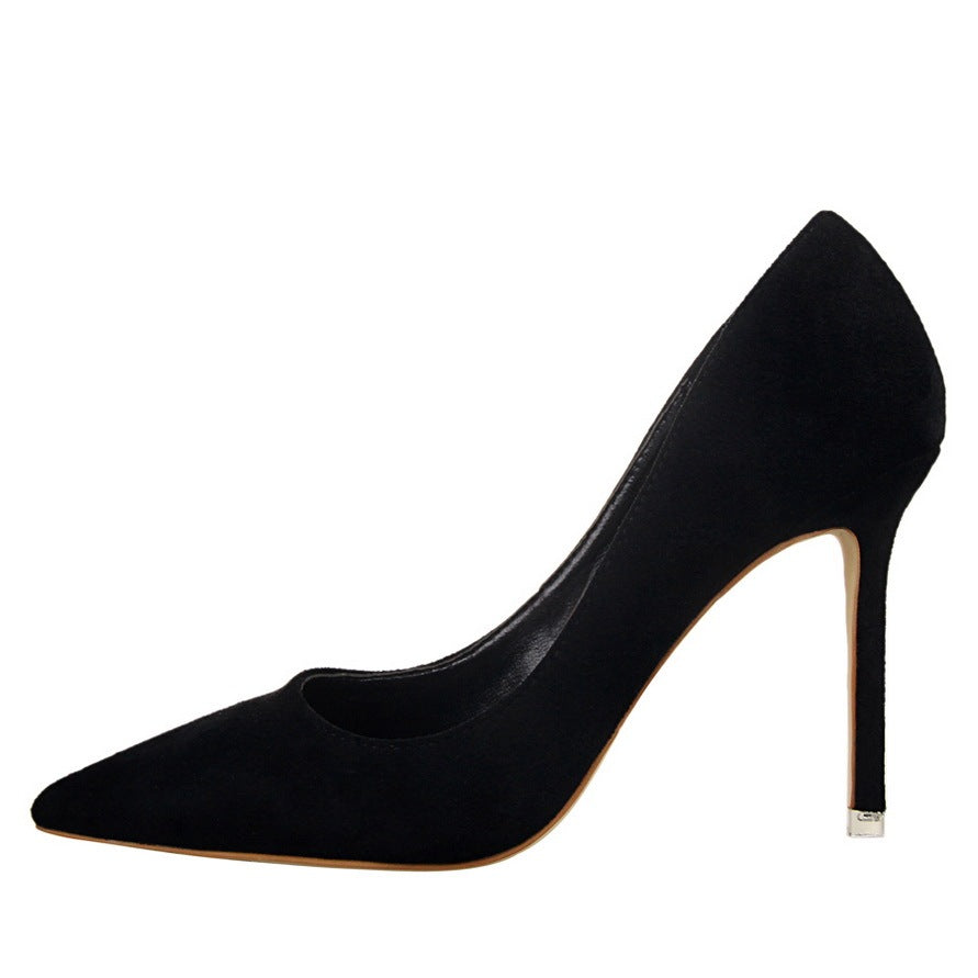 Suede stiletto pointy heels