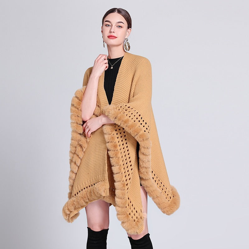 Knitted Cape And Shawl Sweater Coat