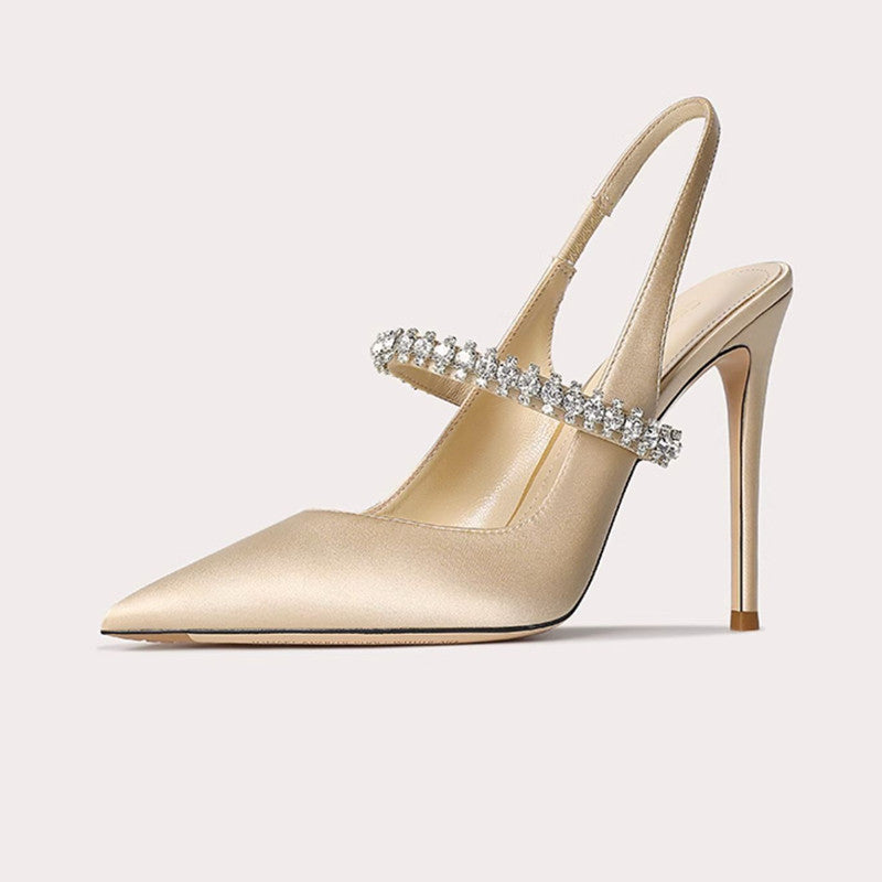 Slim Toe Pointed Leather High Heels