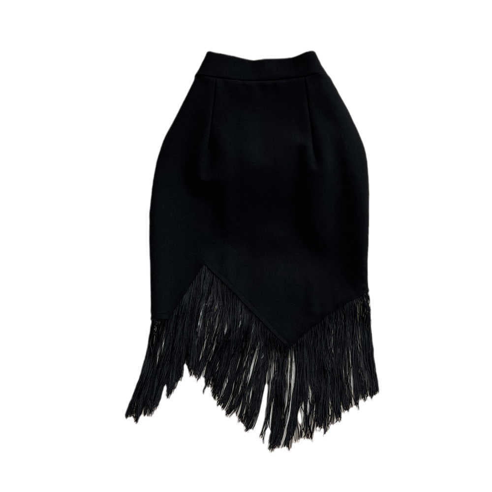 Stitching Tassel High Waist Pencil Skirt