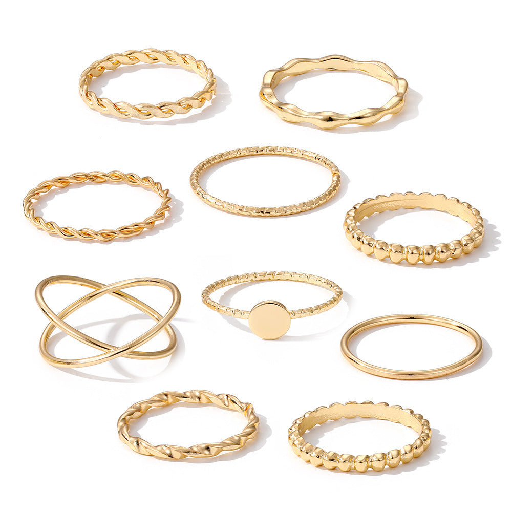 Knuckle Ring Twist Cross 10-piece Set