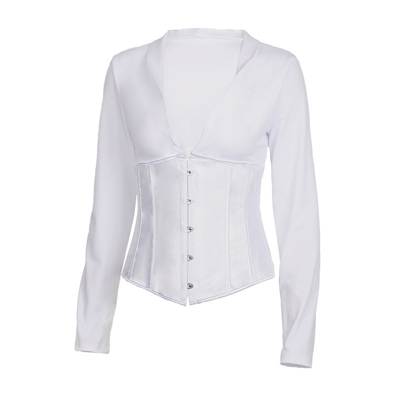 Solid Blouse With Back Tie Rope