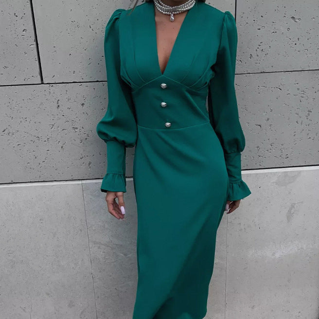 Solid Casual European Dress