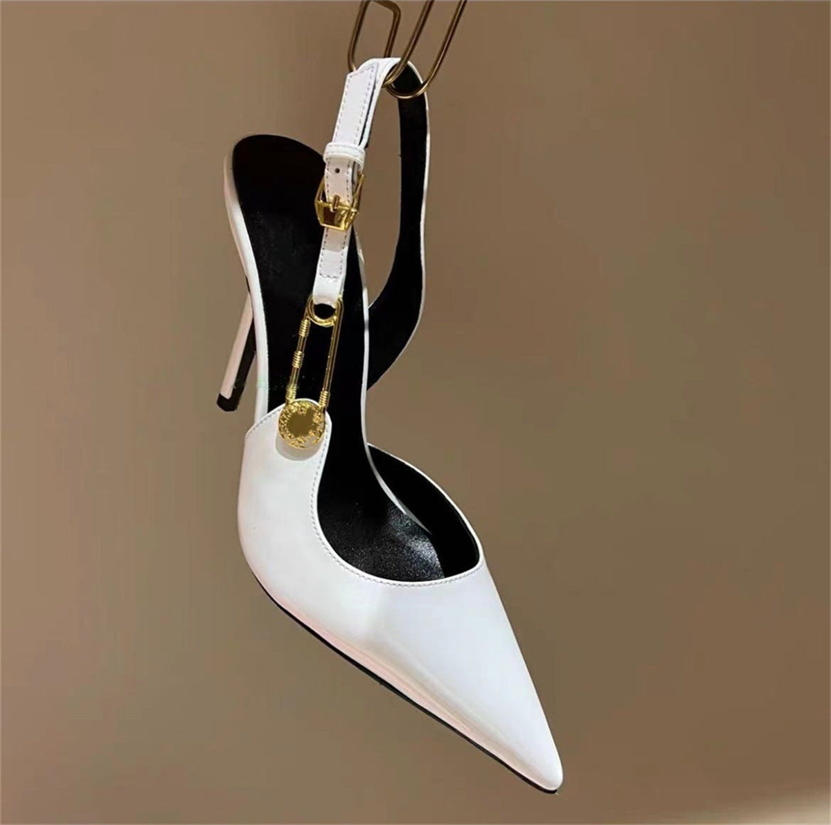 Rhinestone Pointed Toe Strap Heels