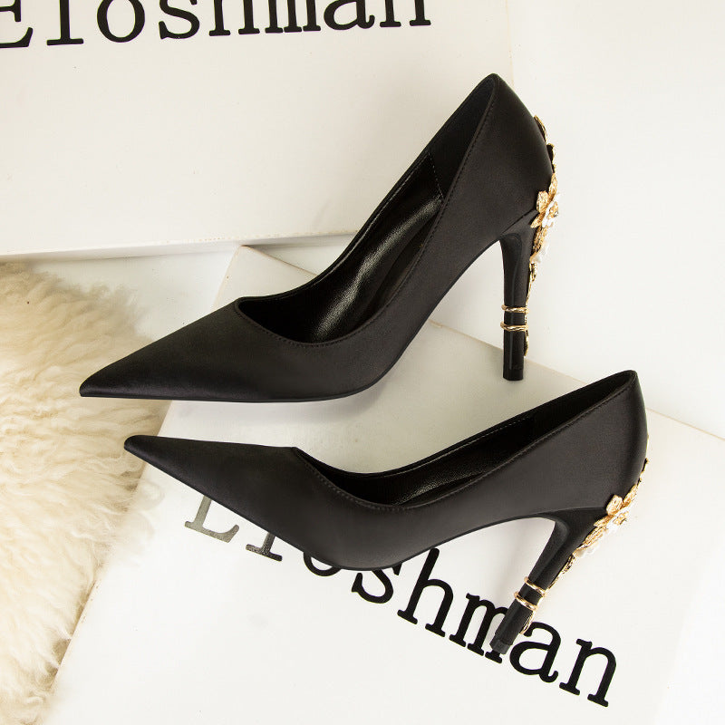 Pointed Toe Satin Pumps