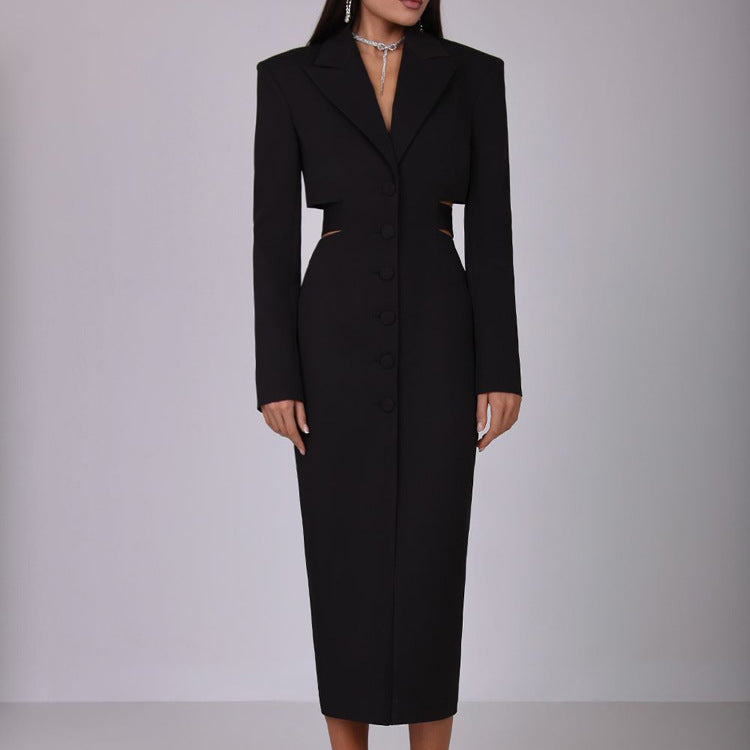 Hollow-out Midriff Business Suit Dress