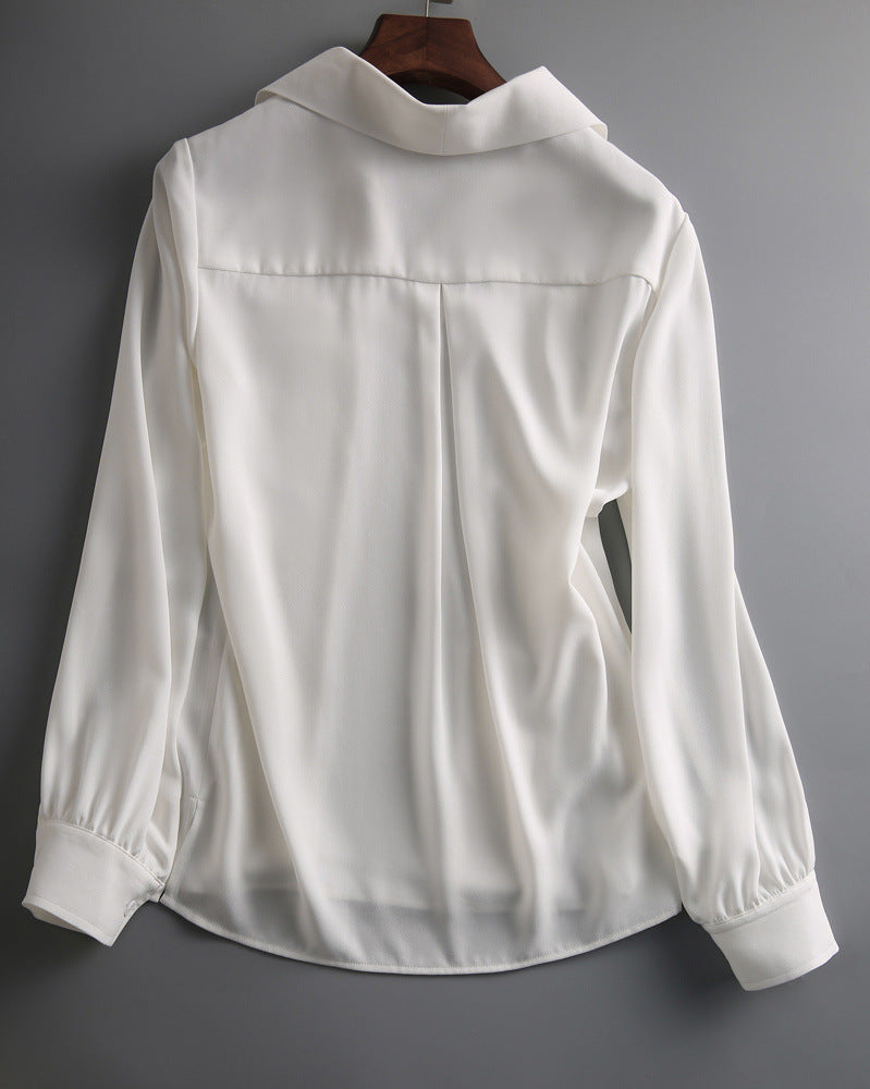 Simple And Elegant Chiffon Lace Professional Blouse