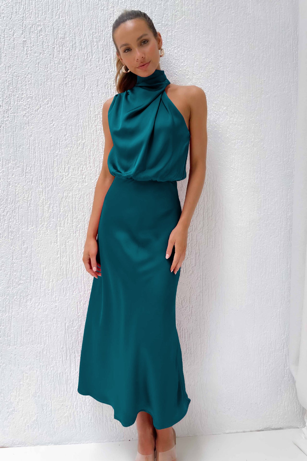 Solid Color High-grade Satin Elegant Dress