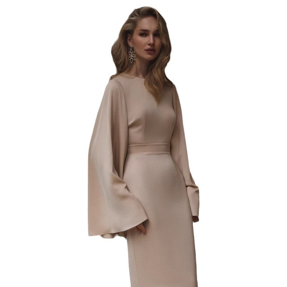 Solid Color Elegant Backless Dress