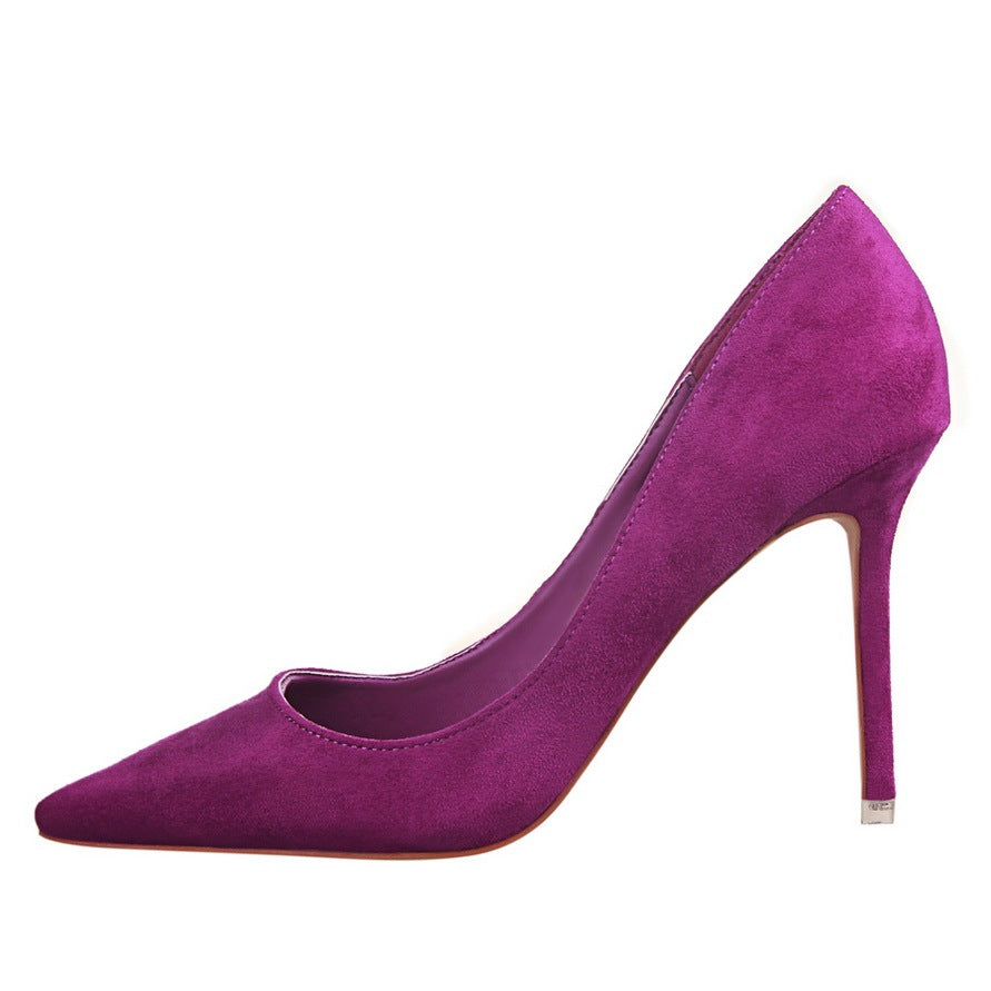 Suede stiletto pointy heels