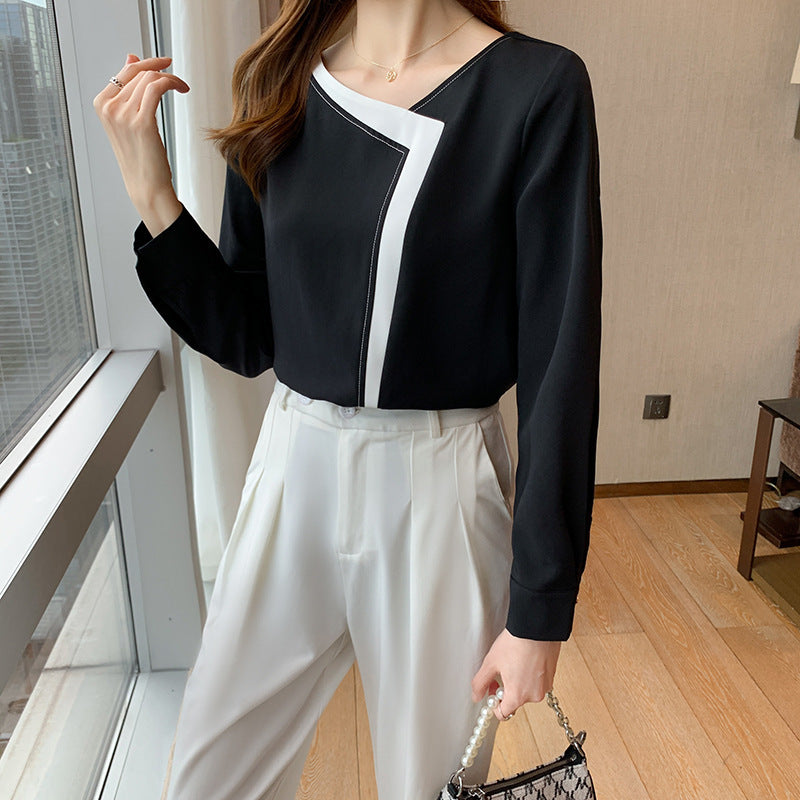 Loose Long-sleeved Chiffon Blouse