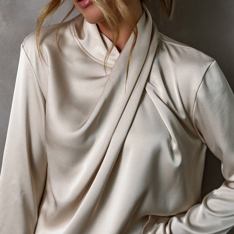 Solid Color Satin Chiffon Blouse - M Chic Boutique