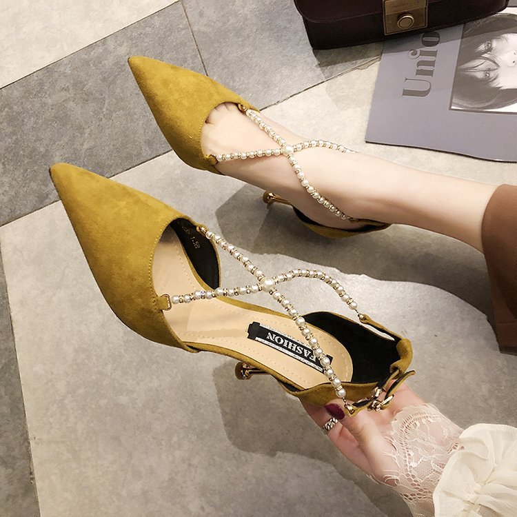 Suede rhinestone pointed heels