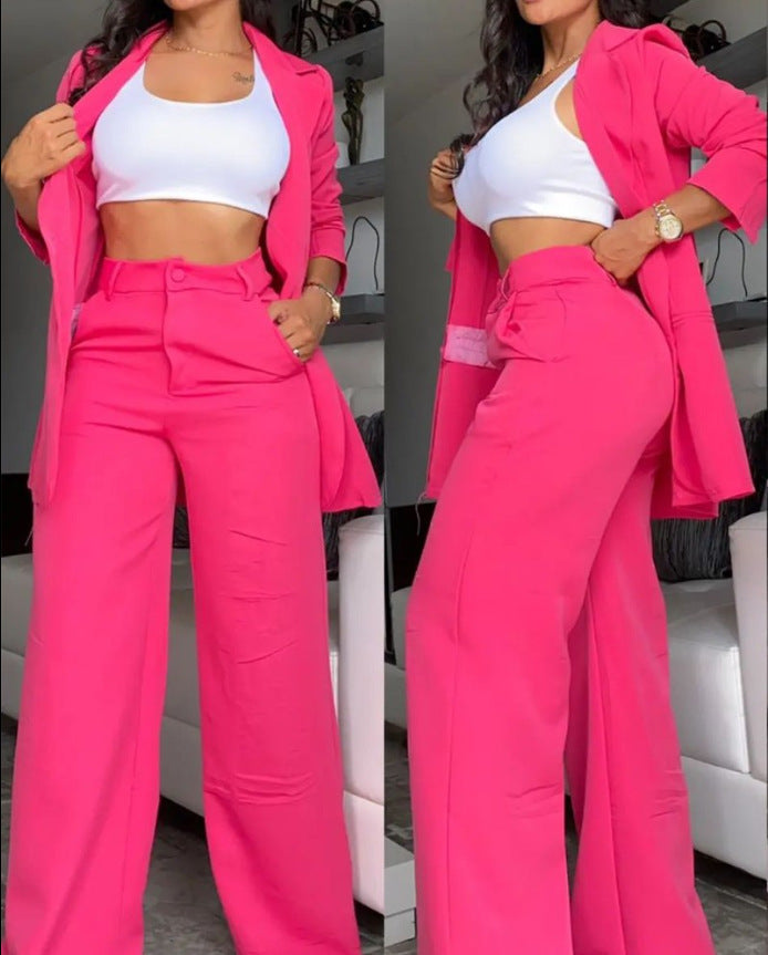 Pure Color Split Sleeve Lapel Suit
