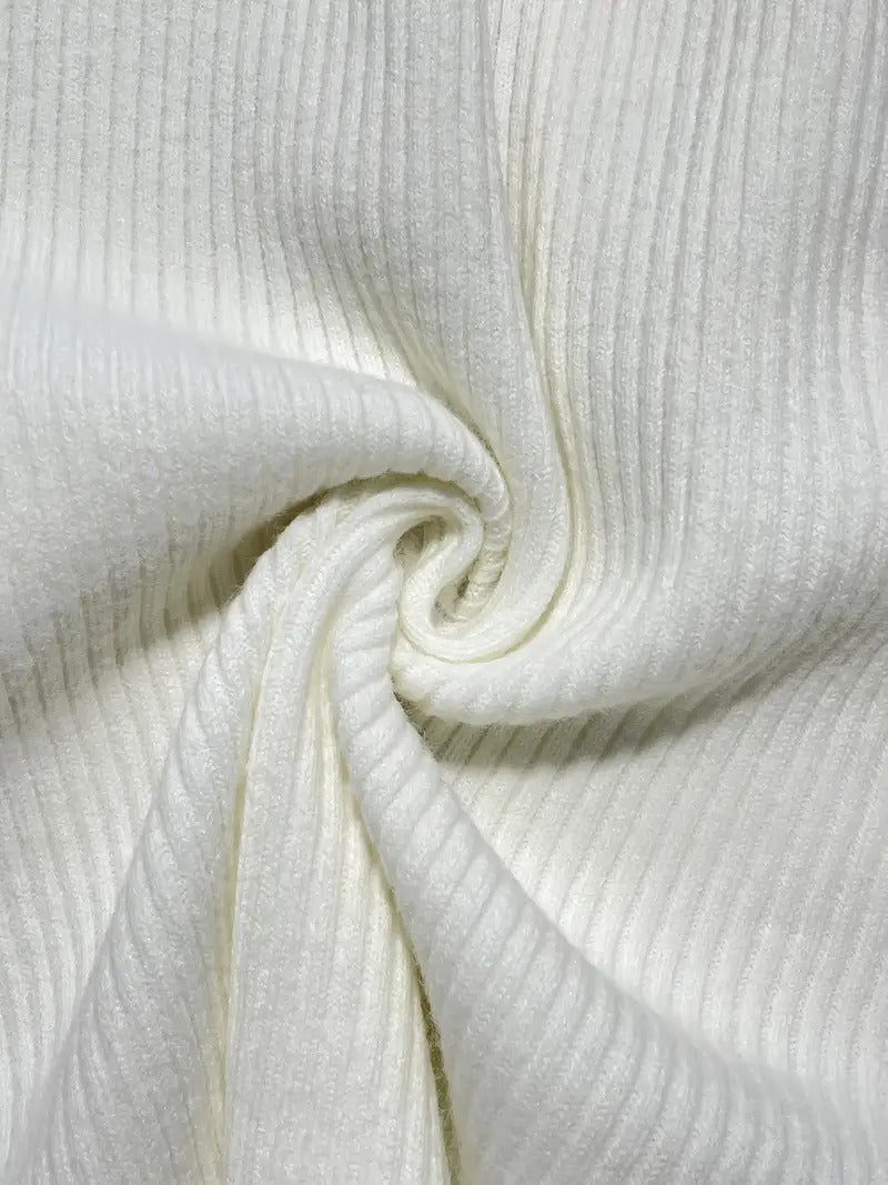 White High Neck Ribbed Sweater