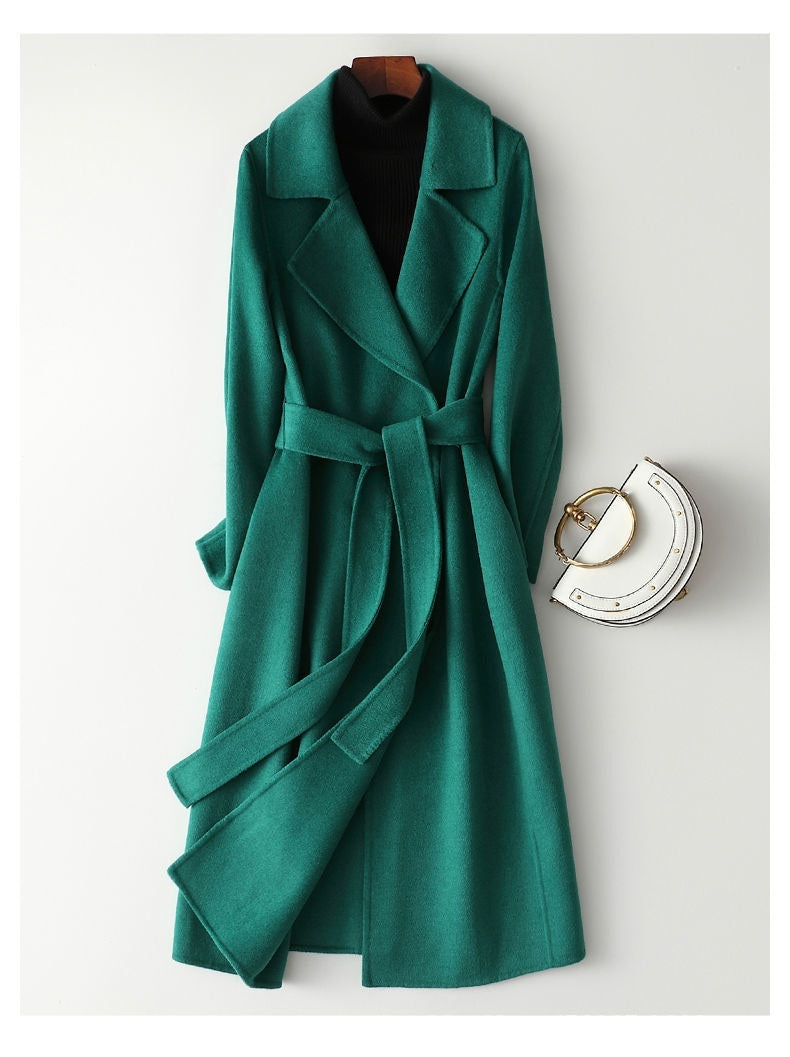 Slim Fit Lace-up Woolen Coat