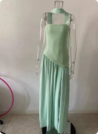 Color Matching Tube Top Off-the-shoulder Dress