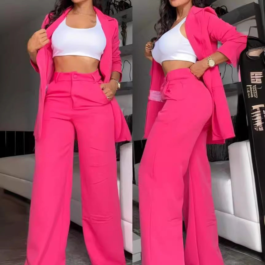 Pure Color Split Sleeve Lapel Suit