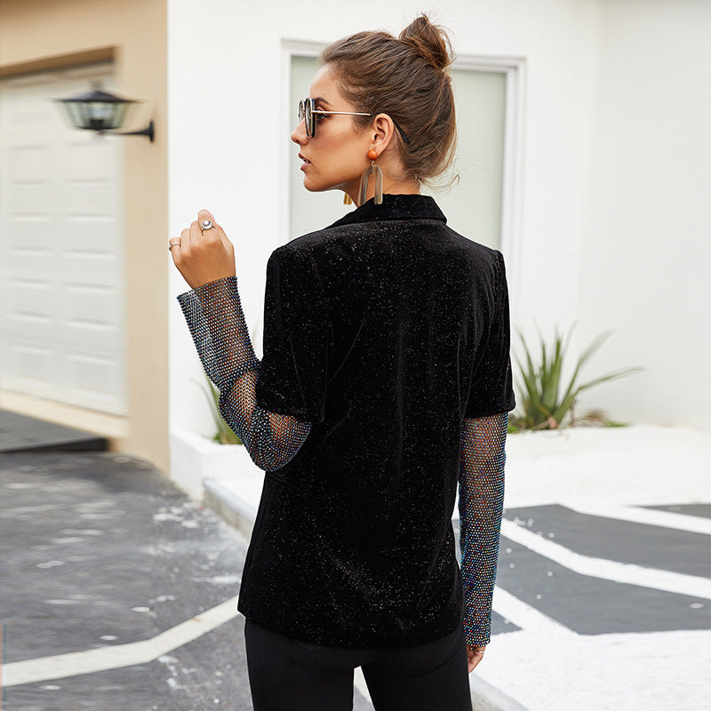 Slim long-sleeved suit jacket