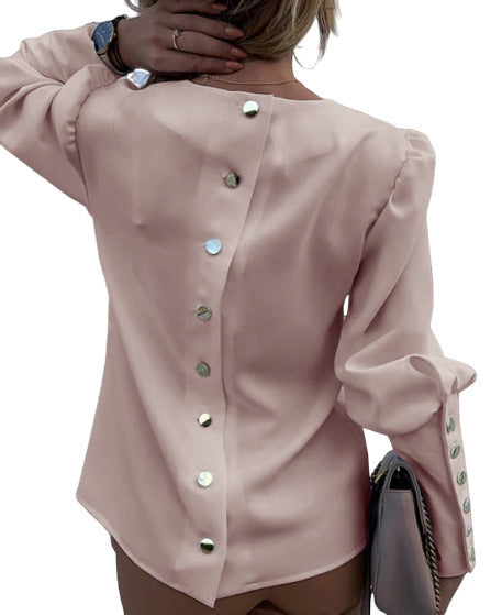 Solid Elegant Button Blouse