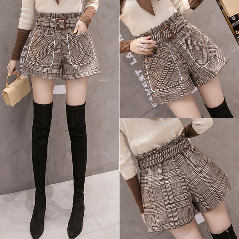 Women's woolen wide-leg pants