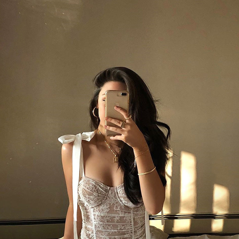Tulle Vest And Small Suspender Blouse