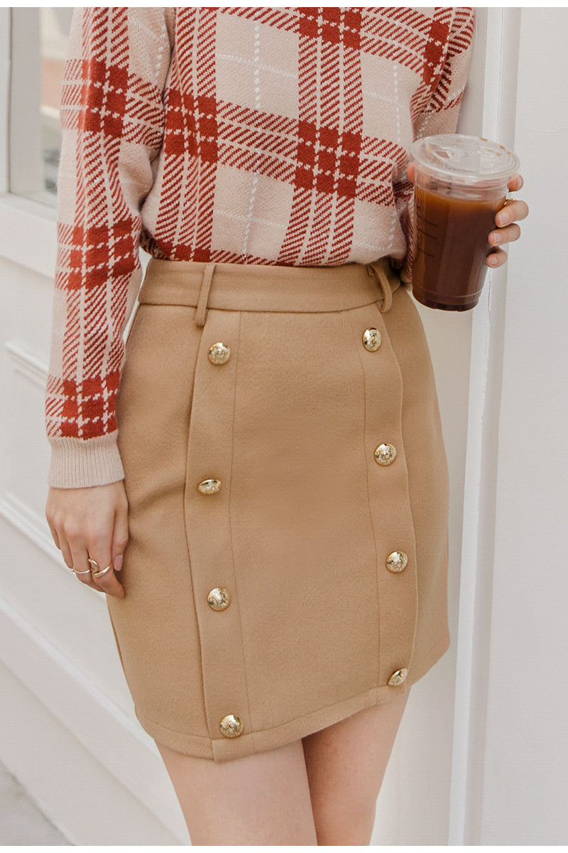 Solid Socialite all-match short skirt