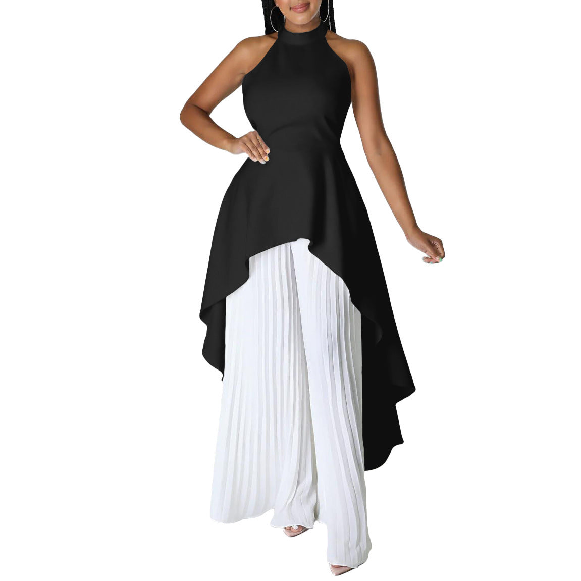 Fashion Casual Set Socialite Backless Top Wide-leg Trousers
