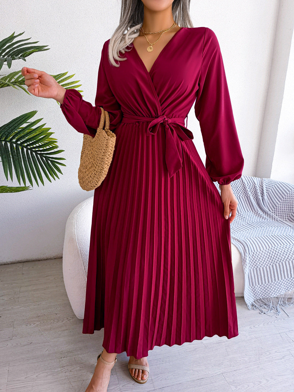 Fashionably Elegant Cross Pleated Maxi Dress