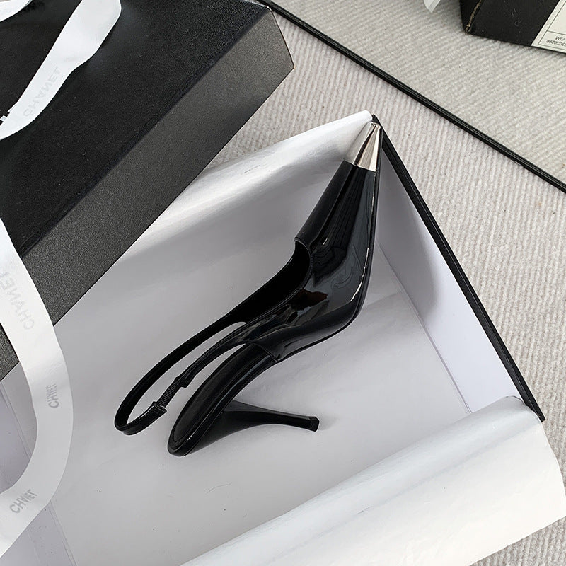 Metal Rear Empty Ankle-strap High Heels